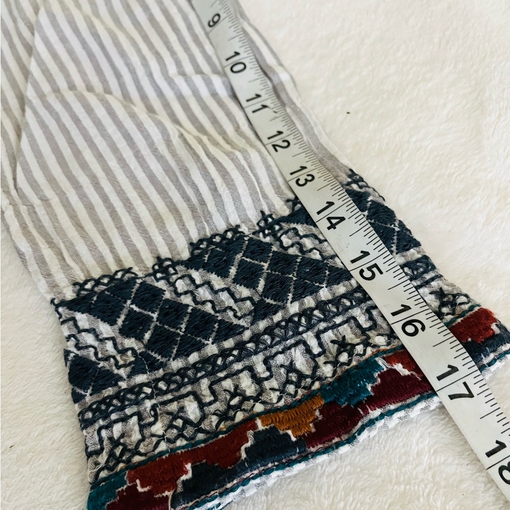 Johnny Was Striped Tunic with Navy & Rust Embroidery - Picture 8 of 10